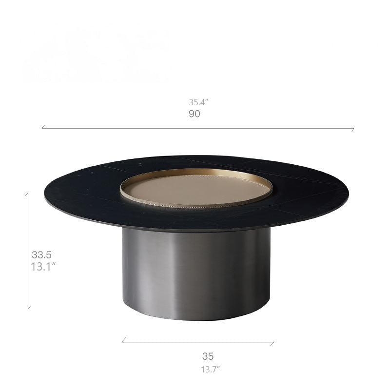 高級感あふれるモダンセンターテーブル|セラミック&合成皮革×ステンレスデザイン hms-4051