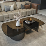 スタイリッシュなセンターテーブル | 強化ガラスと綿麻素材を使用したモダンなデザイン fel-3062