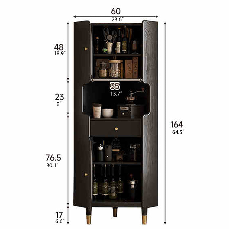 アッシュ材キャビネット 銅ガラスのエレガントデザイン | 高級感あふれる収納家具 hlxl-4403