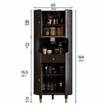 アッシュ材キャビネット 銅ガラスのエレガントデザイン | 高級感あふれる収納家具 hlxl-4403