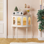 おしゃれなオーク製キャビネット - 強化ガラス扉付き収納家具 hsxz-2184