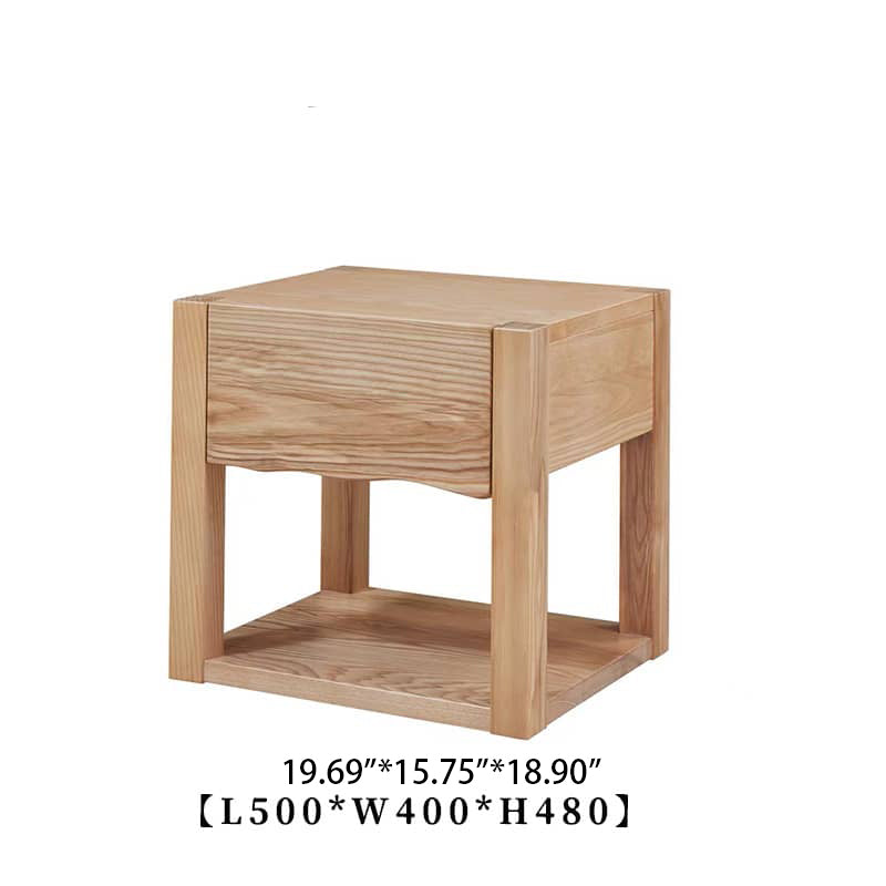 アッシュ材とラタン使用の高級ナイトテーブル | 収納力抜群でおしゃれなデザイン hjhms-1054