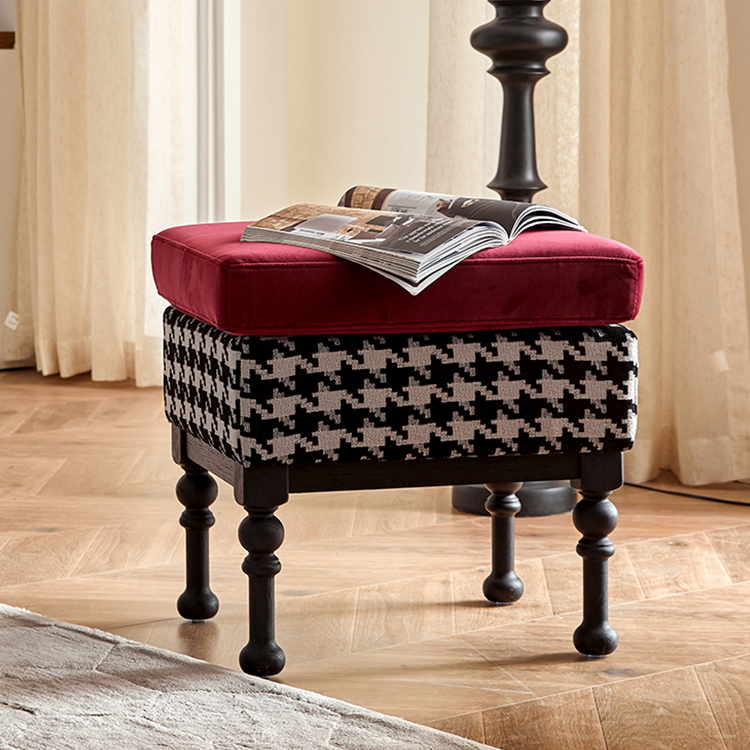 モダンデザインのレッドオークスツール - ラテックスクッション付きスタイリッシュチェア hggw-4177