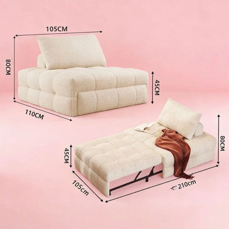 パフ風 折りたたみソファベッド 1人掛け リビング用 のびる伸縮タイプ くつろぎ系 コンパクトソファ fms-1844-01