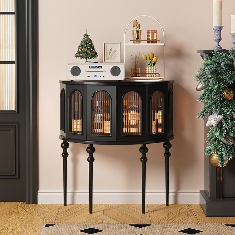 おしゃれなオーク製キャビネット - 強化ガラス扉付き収納家具 hsxz-2184