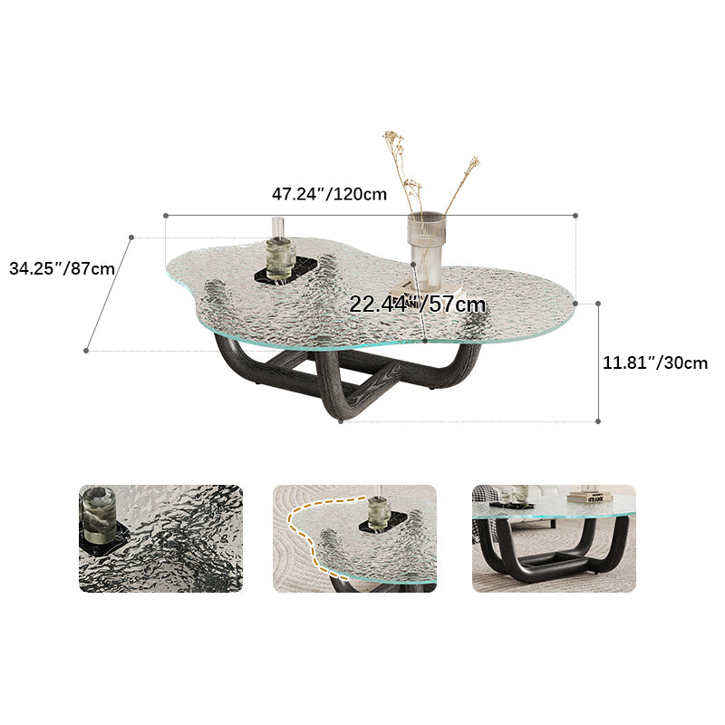 アッシュ材と強化ガラスのセンターテーブル - モダンデザインでおしゃれなリビングに最適 fif-4516