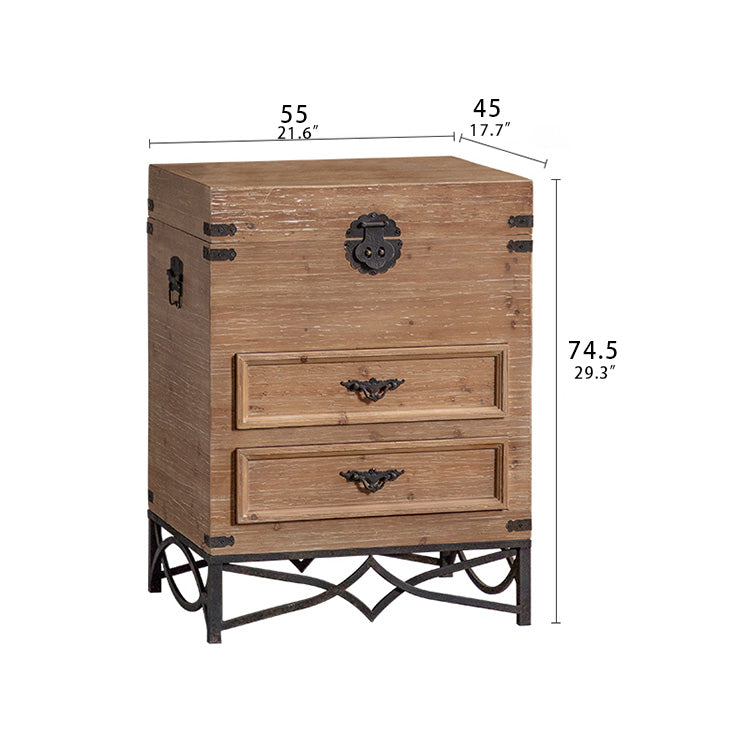 スギ材とアイアンのレトロなナイトテーブル — おしゃれ空間を演出 hdst-4232