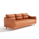 高級感溢れる木製フレームと合皮素材のソファー qm-16