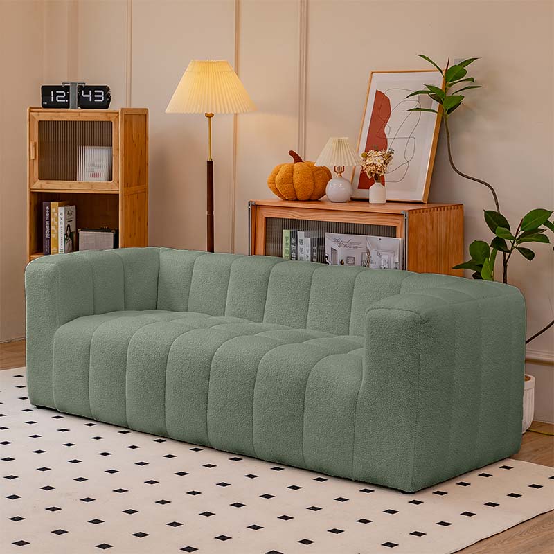 モダンデザイン!松材フレームとシープボア生地が融合した快適な合皮綿ソファー jy-112