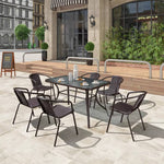 ガーデンテーブルセット 5点セット おしゃれ ラタン調 パラソル対応 ガラス チェア アウトドア 椅子 いす コンパクト ウッドデッキzy-027-1