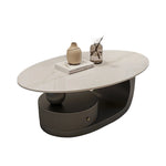 クリエイティブ楕円形 セラミック天板ローテーブル 軽ラグジュアリー モダンミニマルデザイン アートな佇まいで上質なリビングに fel-1945