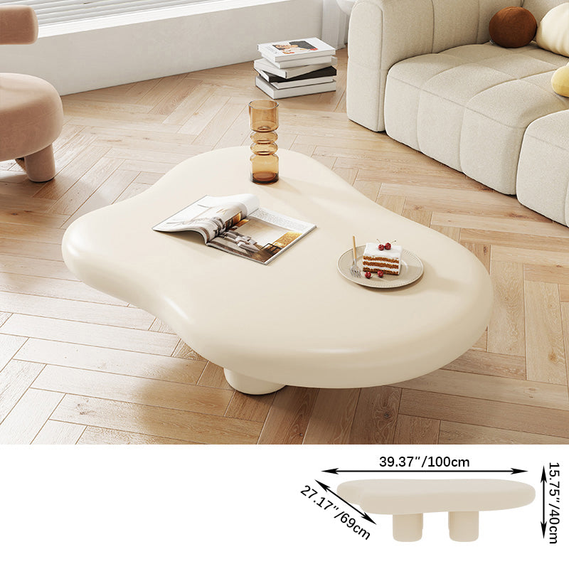 リビング用クリーム色クラウド型ローテーブル かわいいデザインの短脚センターテーブル hmo-1992