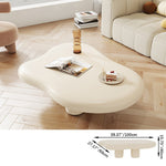 リビング用クリーム色クラウド型ローテーブル かわいいデザインの短脚センターテーブル hmo-1992
