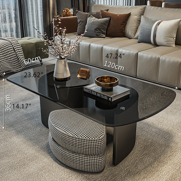 スタイリッシュなセンターテーブル | 強化ガラスと綿麻素材を使用したモダンなデザイン fel-3062