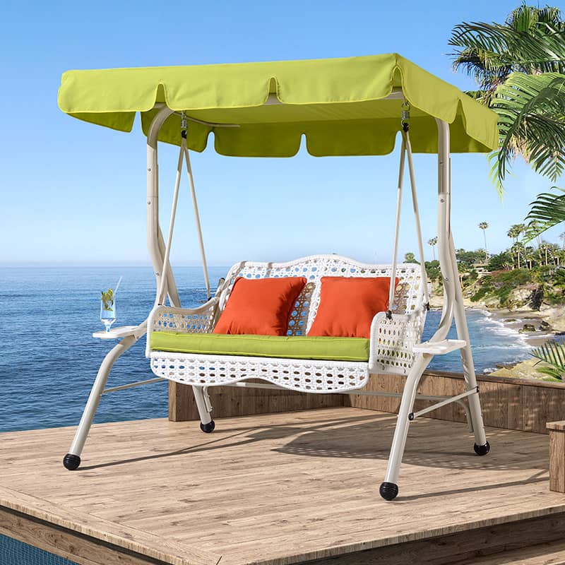ブランコ スウィングベンチ 椅子 チェア 屋根付き シェード付き クッション付き ベンチ ガーデンファニチャー ガーデン スウィング zy-026
