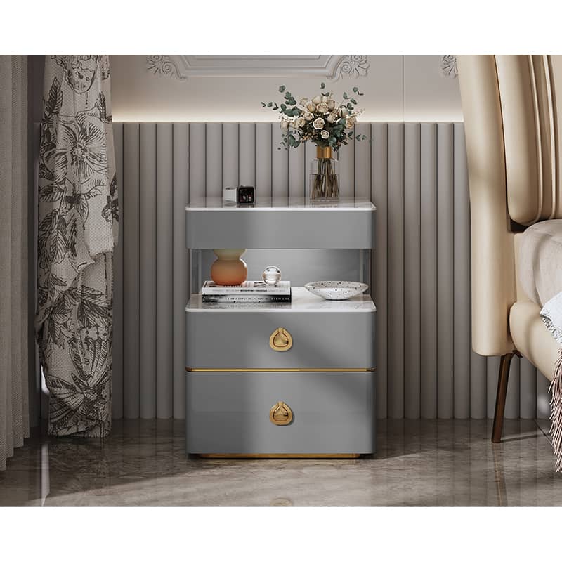 高級感溢れる無垢材とセラミックのナイトテーブル hmq-1923