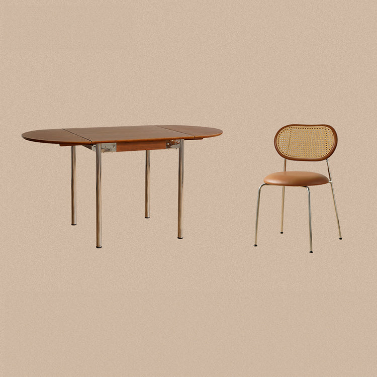 ラタンとPUレザーのスタイリッシュチェア | 多層板&ステンレス&チェリー材使用 fpmxm-2772