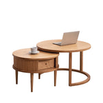 「上質チェリー材&オークのセンターテーブル - 洗練の銅ディテール」 fyx-870