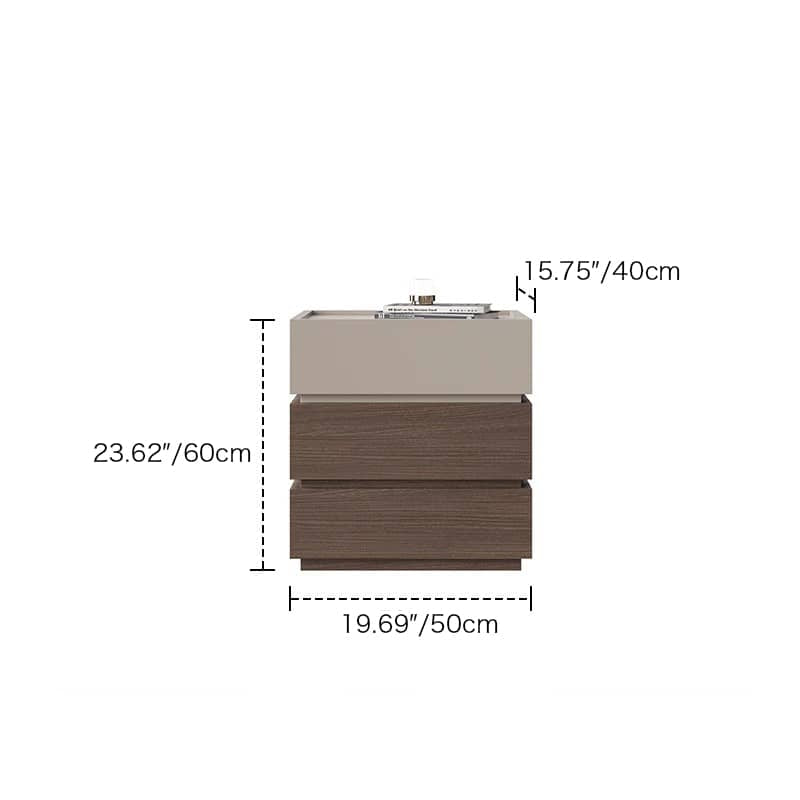 エレガントなデザインの多層板製ナイトテーブル|モダンなベッドサイド収納 hmq-1925