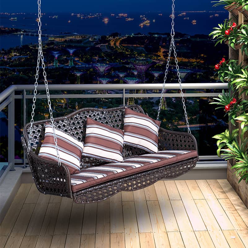 ブランコ スウィングベンチ 椅子 チェア 屋根付き シェード付き クッション付き ベンチ ガーデンファニチャー ガーデン スウィング zy-026