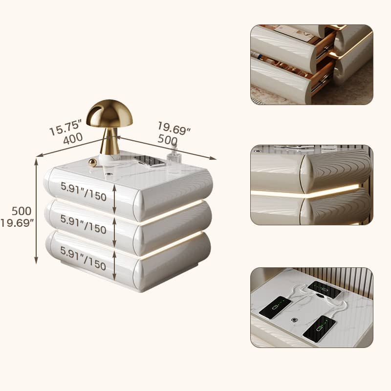 高級無垢材ナイトテーブル セラミック製 ランプ付き モダンデザイン ベッドサイドテーブル hmq-1934