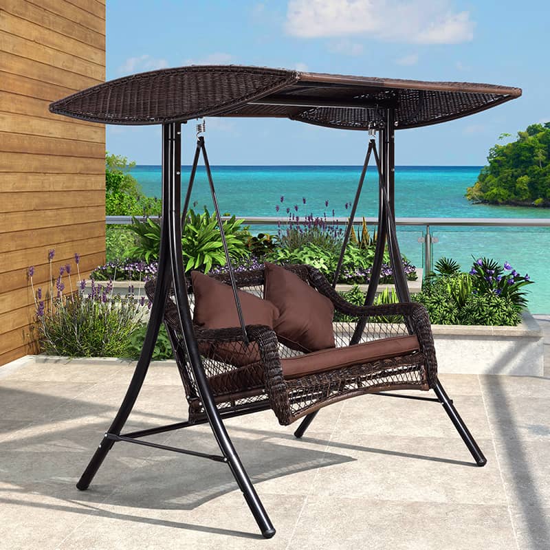 ブランコ スウィングベンチ 椅子 チェア 屋根付き シェード付き クッション付き ベンチ ガーデンファニチャー ガーデン スウィング zy-026