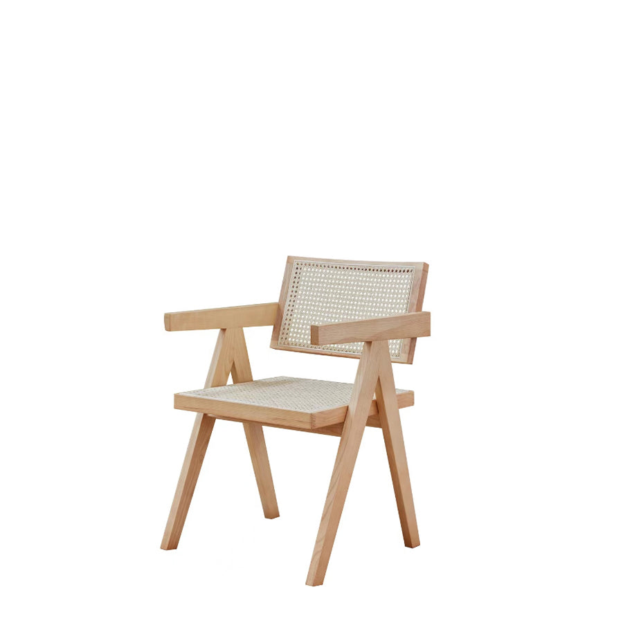 アッシュ材 PUレザー ラタン使用の高級チェア - エレガントで快適なデザイン hjhms-1045