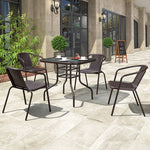 ガーデンテーブルセット 5点セット おしゃれ ラタン調 パラソル対応 ガラス チェア アウトドア 椅子 いす コンパクト ウッドデッキzy-027-1