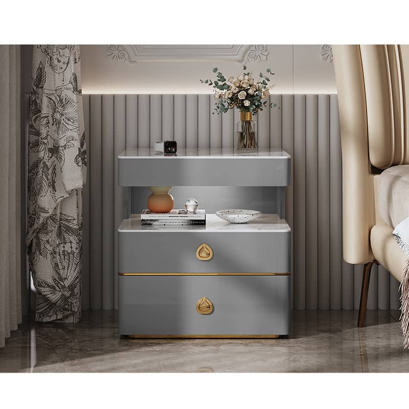 高級感溢れる無垢材とセラミックのナイトテーブル hmq-1923