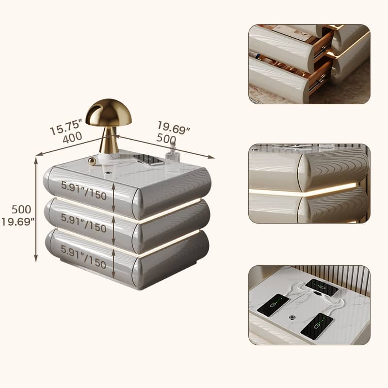 高級無垢材ナイトテーブル セラミック製 ランプ付き モダンデザイン ベッドサイドテーブル hmq-1934