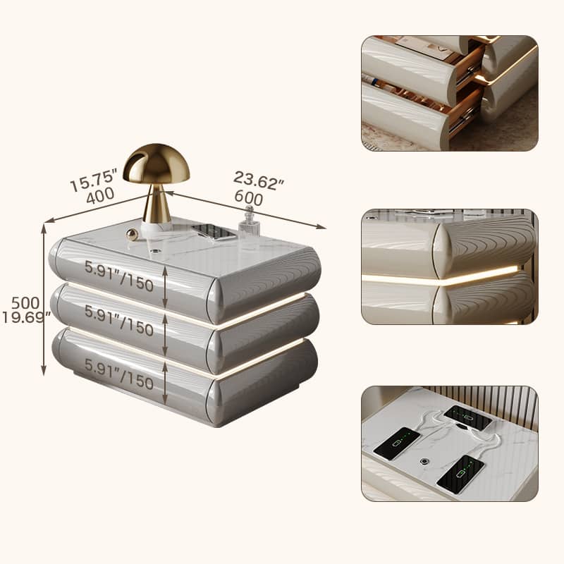 高級無垢材ナイトテーブル セラミック製 ランプ付き モダンデザイン ベッドサイドテーブル hmq-1934