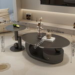 クリエイティブ楕円形 セラミック天板ローテーブル 軽ラグジュアリー モダンミニマルデザイン アートな佇まいで上質なリビングに fel-1945