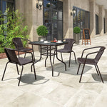 ガーデンテーブルセット チェア 5点セット おしゃれ ガラス パラソル対応 おしゃれ ガーデンチェア アウトドア zy-029