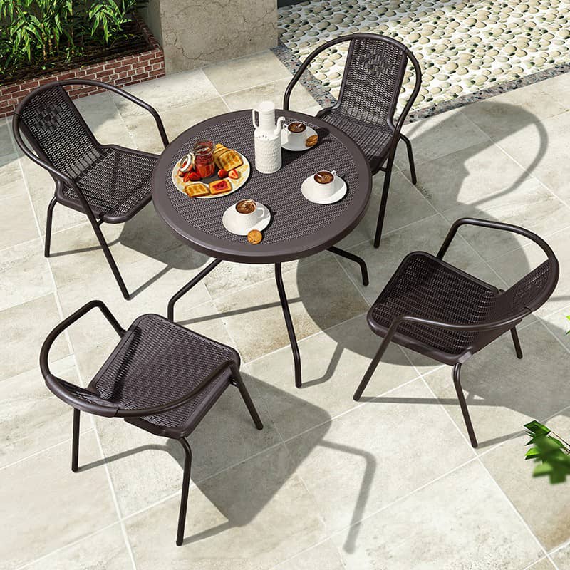 ガーデンテーブルセット チェア 5点セット おしゃれ ガラス パラソル対応 おしゃれ ガーデンチェア アウトドア zy-029