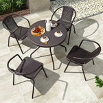 ガーデンテーブルセット チェア 5点セット おしゃれ ガラス パラソル対応 おしゃれ ガーデンチェア アウトドア zy-029
