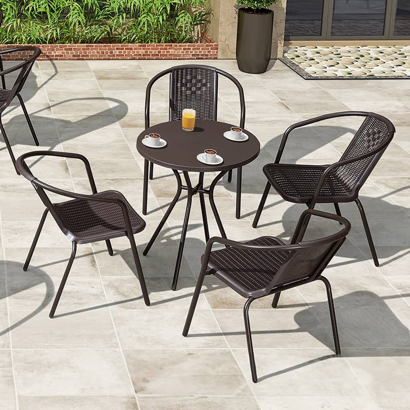 ガーデンテーブルセット チェア 5点セット おしゃれ ガラス パラソル対応 おしゃれ ガーデンチェア アウトドア zy-029