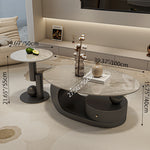 クリエイティブ楕円形 セラミック天板ローテーブル 軽ラグジュアリー モダンミニマルデザイン アートな佇まいで上質なリビングに fel-1945