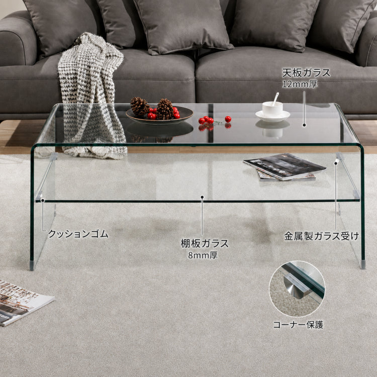 スタイリッシュ強化ガラス製ティーテーブル - モダンなデザインでおしゃれな空間を演出! bd-4561