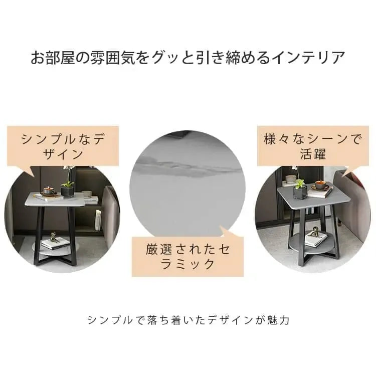 センターテーブル ホワイト グレー セラミック スチール cr-001-bj-table