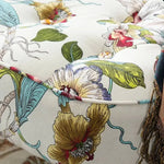 ソファー 花柄ーブルー 幾何柄 オーク材 パイン材 綿麻生地 dlo-008-sofa