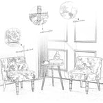 ソファー 花柄ーブルー 幾何柄 オーク材 パイン材 綿麻生地 dlo-008-sofa