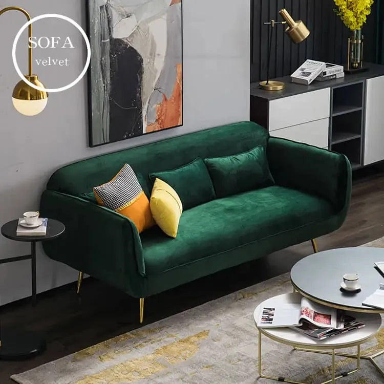 ソファー ダークグリーン イエロー ライトグレー ライトブルー ピンク ベルベット スチール シリコンフィル 天然木 dlo-029