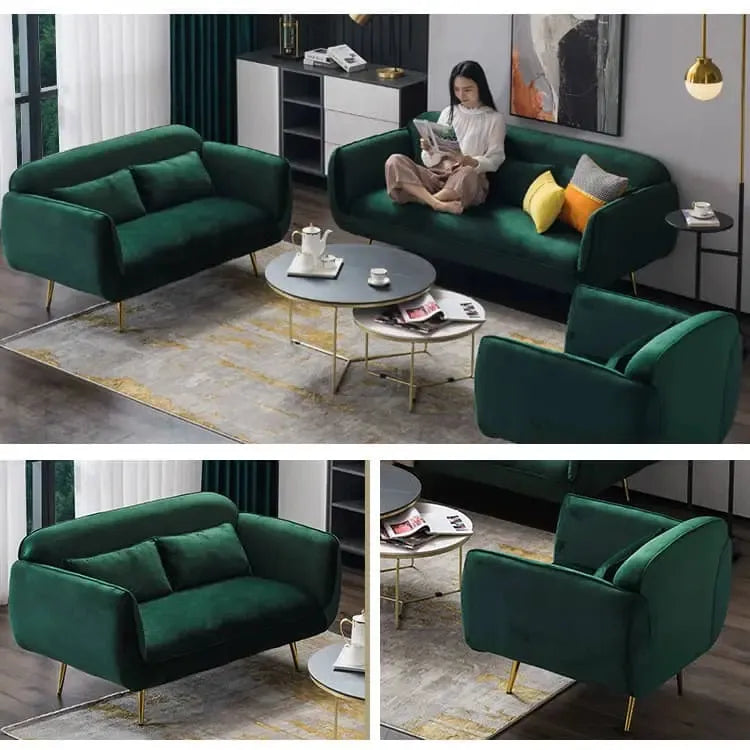 ソファー ダークグリーン イエロー ライトグレー ライトブルー ピンク ベルベット スチール シリコンフィル 天然木 dlo-029