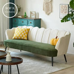 ソファー ベージュ+ダークグリーン ベージュ ダークグリーン コーデュロイ スチール シリコンフィル 天然木 dlo-030