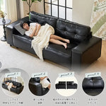 ソファー ブラック 合成皮革 シリコンフィル 天然木 dlo-055