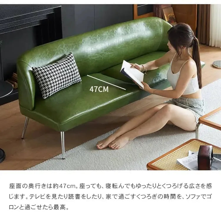 ソファー グリーン オレンジ ブラック 天然木 合成皮革 スチール dlo-059