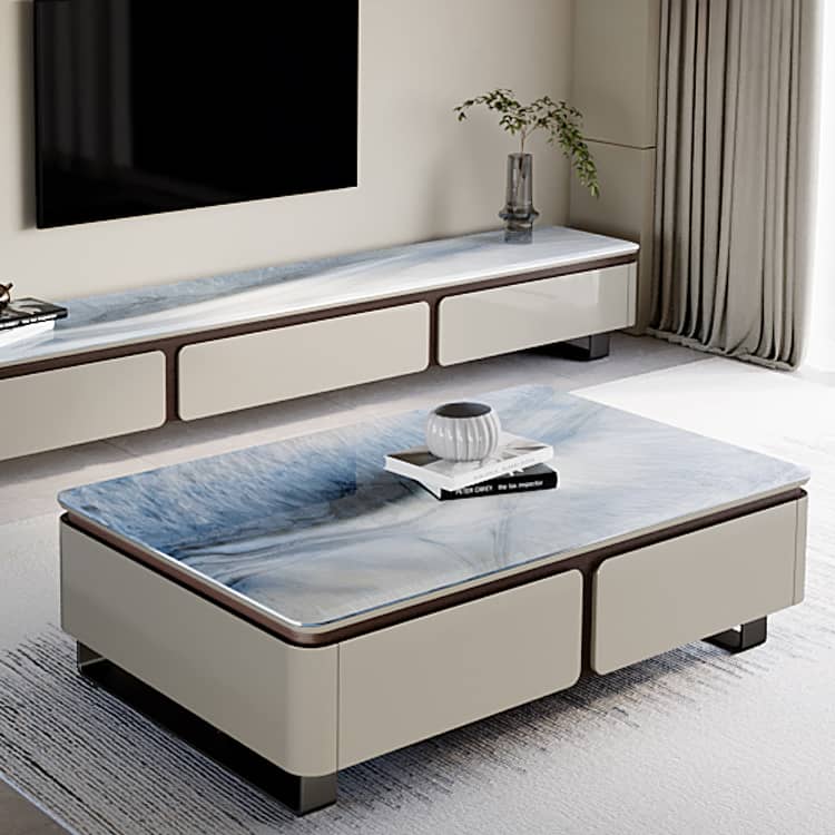 ラグジュアリーなデザイン!セラミック×パイン材のセンターテーブル - 上質な多層板とスチール脚使用 faml-307