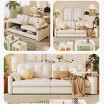 高級感快適耐久性抜群のアッシュ材ステンレスを使用したシリコンフィル合皮ソファー fbby-1378