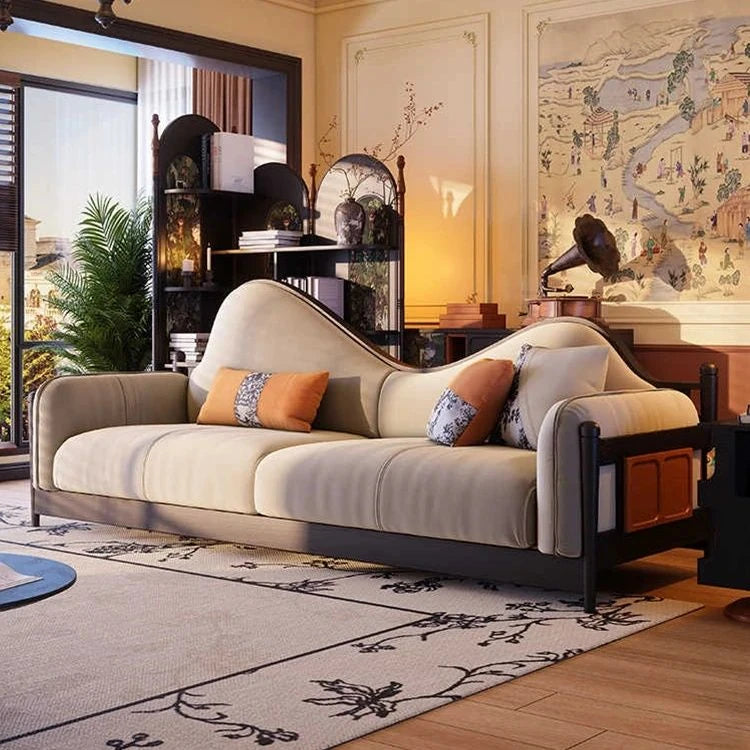 アッシュ材パイン使用 モダンデザイン ソファー | 優雅な曲線と快適性を両立 | リビングルームにぴったり fbgym-4749