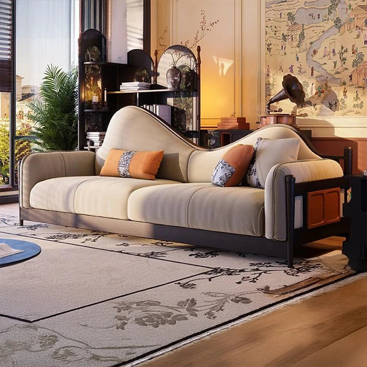 アッシュ材パイン使用 モダンデザイン ソファー | 優雅な曲線と快適性を両立 | リビングルームにぴったり fbgym-4749